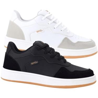 Imagem de Dois 2 Pares De Tenis Masculino Skate Wear Sapatenis Confort kit (PTO/BCO COM BCO/CINZA, BR, Adulto, Numérico, 43)