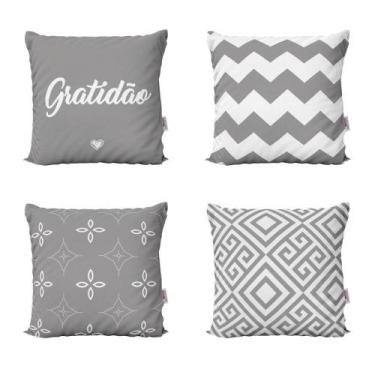 Imagem de Almofadas Geometricas Cinza Gratidão Para Quarto 40X40 - Novadecora