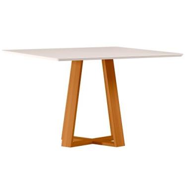 Imagem de Mesa de Jantar Quadrada 6 Lugares 135cm Tampo Mdf com Vidro Lectus Ypê