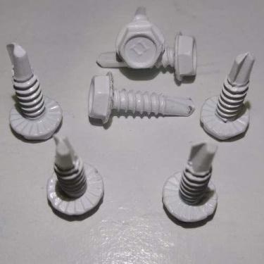 Imagem de Parafusos Shorpioen 10 x 3/4, lavadora hexagonal, branca, pacote com 1