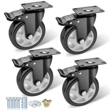 Imagem de Caster Wheels ASRINIEY, conjunto de 4 pretos pesados de 5 polegadas