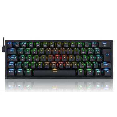 Imagem de Teclado Gamer Mecânico sem fio Fizz Pro RGB, Preto, ABNT2, Switch Marrom, K616-RGB-B