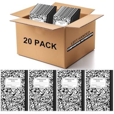 Imagem de Gersoniel 20 cadernos de composição para canhotos pequenos A5 Cadernos de composição pautados universitários de mármore 21 x 14,8 cm diário para canhotos, escritores, estudantes, presente de escrita