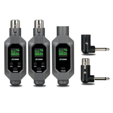 Imagem de Conversor de microfone Transmissor e receptor XLR Sistema sem fio para microfone dinâmico para microfone com fio (1x Transmissor,2x Receptor, 2 adaptadores de 6,5 mm)