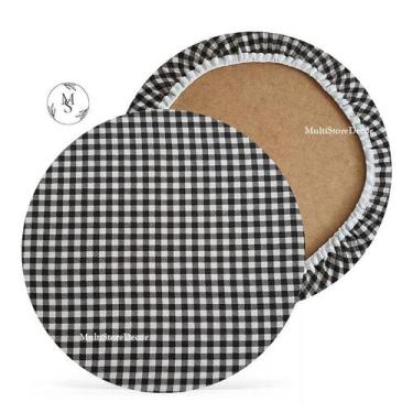 Imagem de KIT 04 Capa de Sousplat Xadrez Cinza - 35 cm - Várias Cores e Estampas