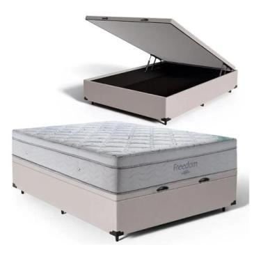 Imagem de Box Baú Bege Com Colchão Ortobom Freedom Casal