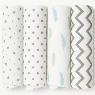 Imagem de Cobertores de cueiro Rajlinen – Cobertor de cueiro 100% algodão musselina sedoso macio para meninos e meninas, Frozen Monkey Mix, Pack of 4