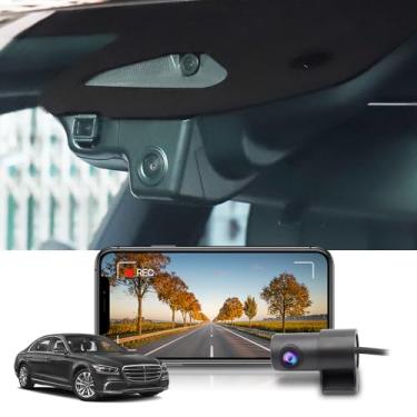 Imagem de Fitcamx Câmera de painel duplo 4K se adapta para Mercedes-Benz S-Class 2021 2022 2023 2024 S500 S560 S580 S580e Sedan Coupe Cabriolet (preto), visual OEM, gravação de loop duplo, WiFi e aplicativo