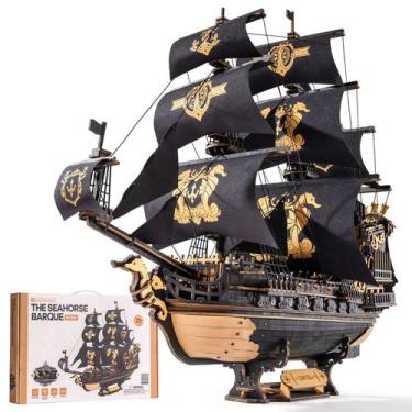 Imagem de Quebra-cabeça de madeira 3D ROKR Seahorse Barque modelo 603 peças