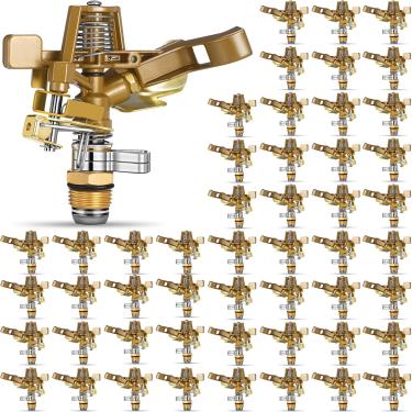 Imagem de Ferraycle 50 peças de cabeça de aspersor de impacto de latão de 1/2 polegada com bocais resistentes ajustáveis 0-360 graus cabeça de irrigação de gramado para irrigação de jardim