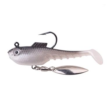 Imagem de ZZTWER Isca macia com colher rotativa isca de pesca 70 mm 11,5 g Shad Jig Iscas de silicone artificial carpa robalo