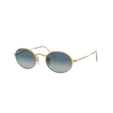 Imagem de Óculos de Sol Ray-Ban Oval 0RB3547 001/3M Tam 54 / Ouro - Lentes Azul Gradiente