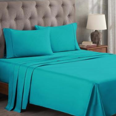 Imagem de Superior Jogo de lençol de cama de algodão egípcio 400 fios, 1 lençol com elástico alto, 1 lençol de cima, 1 fronha, roupa de cama macia, lençóis de luxo, tecido acetinado, tamanho solteiro