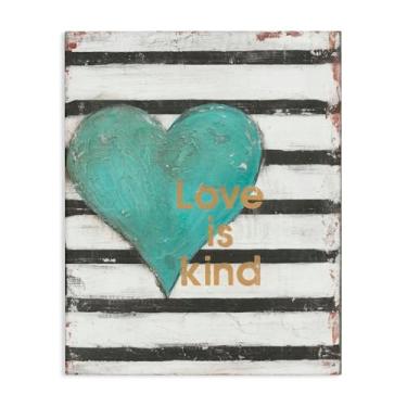 Imagem de Stupell Industries Arte de parede em tela Love Is Kind on Stripes por Cassandra Cushman, 76 x 61 cm