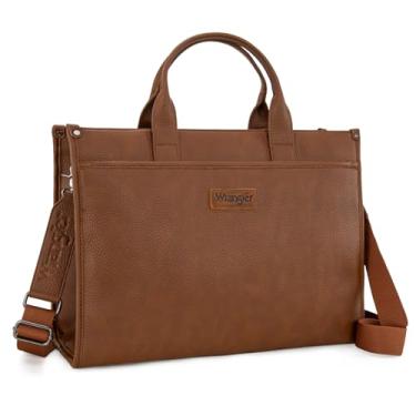 Imagem de Bolsa feminina Wrangler para laptop vintage de 15,6 polegadas para trabalho, bolsa de mão para escola, negócios, com alça de ombro ajustável, marrom WG288-8119BR