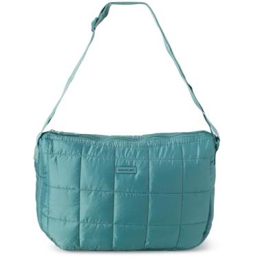 Imagem de Reebok Bolsa tiracolo feminina - Bolsa acolchoada grande para mulheres, bolsa de ombro grande para viagens na academia e uso diário, Celia Green, One Size