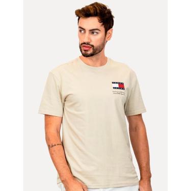 Imagem de Camiseta Tommy Jeans Masculina Regular Essential Flag Text Areia-Masculino