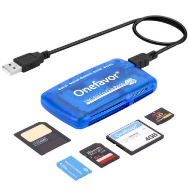 Imagem de Leitor de cartões Writer Onefavor SmartMedia USB All-in-1 Blue