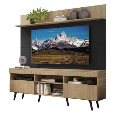 Imagem de Rack Retrô Com Painel Tv 65" Madri Multimóveis V3371 Rustic/Preto Rustic/Preto
