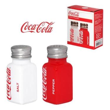 Imagem de Kit Conjunto Saleiro E Pimenteiro Em Vidro Coca Cola 80ml com 2 Peças 