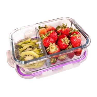 Imagem de 6 Peças-Pote de Vidro c/ Divisória e Tampa Hermética 640ML Fitness - Q