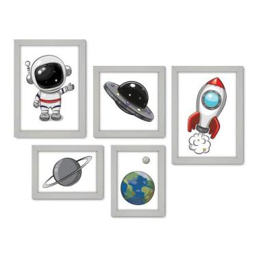 Imagem de Kit Com 5 Quadros Decorativos - Astronauta - Infantil - Bebê - 325kq01