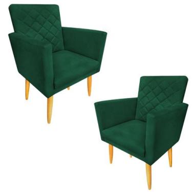 Imagem de Kit 02 Poltronas Decorativa Maitê Suede Verde para leitura - JBF