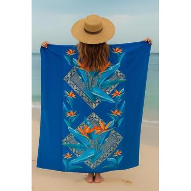 Imagem de Toalha De Banho Praia Viagem Aveludada Transfer Jurerê - Lepper, Azul