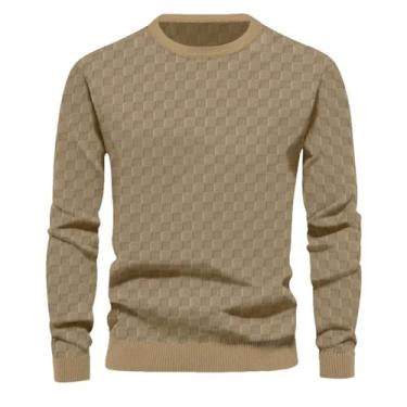 Imagem de Suéter De Manga Comprida Para Homens Casual Para Homens Listrado Camisola De Correspondência De Cores Slim Fit Em Torno Do Pescoço Moda Masculina Tops De Malha Simplicidade Pa, E-white, XXL