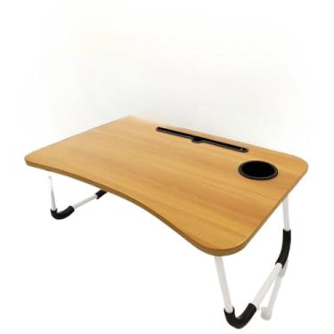 Imagem de Mesa para Notebook Mesinha para Computador Portátil Cama para estudos com Gaveta Dobravel(Mesa Marrom SEM Gaveta)
