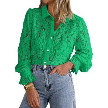 Imagem de Blusa BTFBM de renda de manga comprida para mulheres, primavera 2025, 