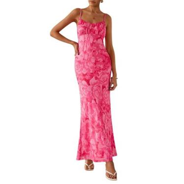 Imagem de Vestido longo feminino PRETTYGARDEN floral de verão 2025 rosa S