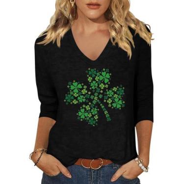 Imagem de Camiseta feminina Scgirl de manga 3/4 com decote em V para o Dia de Sã