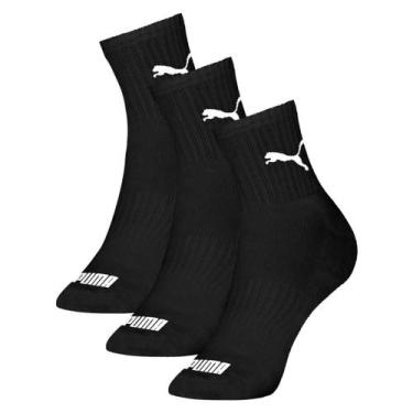 Imagem de Meia Puma Cano Médio Masculina 4530.001 C/3, Preto, Preto, Preto, 39-4