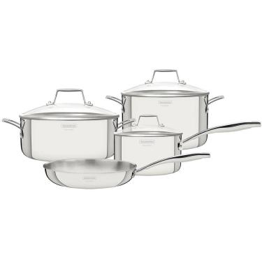 Imagem de Jogo de Panelas Tramontina Grano em Aço Inox com Corpo Triplo e Tampa de Vidro 4 Peças 65140004