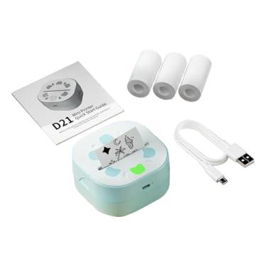 Imagem de predolo Mini impressora de adesivos com 3 rolos de papel, mini impressora térmica de bolso, impressoras térmicas sem tinta para recibos de scrapbook faça você