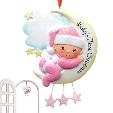 Imagem de Rrlihjgu Enfeites Para Árvore De Natal | Bolas De Resina Primeiro Natal Do Bebé | Pingente Pendurável Decoração Para Família Festas Parede Janela Casa Interior Espelho Retrovisor Carro | Para Grinalda