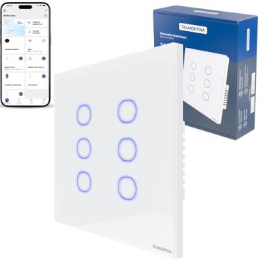 Imagem de Tramontina Interruptor Inteligente Touch Smart 4x4 Branco com ​6 ​T​eclas Compatível com Alexa - Onne