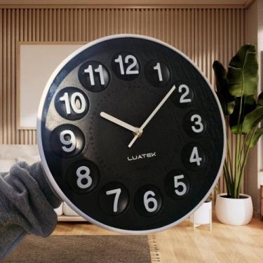 Imagem de Relógio Luxo De Parede Silencioso e Decorativo Números Grandes Movimen