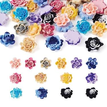 Imagem de Elecrelive 52 peças de pingentes de geleca de resina de flor 13 cores rosa flatback cabochão flores de resina para artesanato, enfeites de geleca para joias, capa de telefone acessórios de cabelo