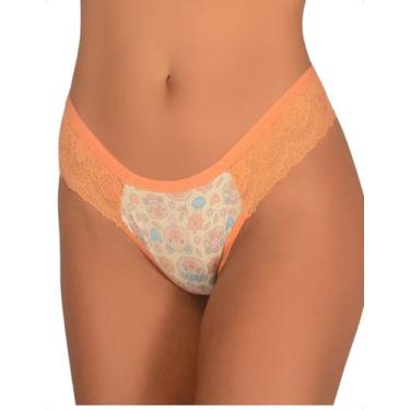 Imagem de Calcinha Fio Dental Estampada Renda Lateral Conforto Elegante Moda Int