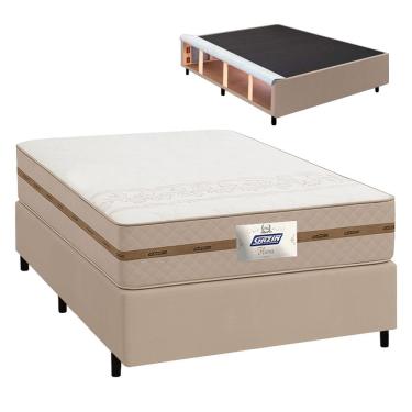 Imagem de Cama Box Baú Casal Gazin Colchão Com Molas 138x188x64cm Flora Bege