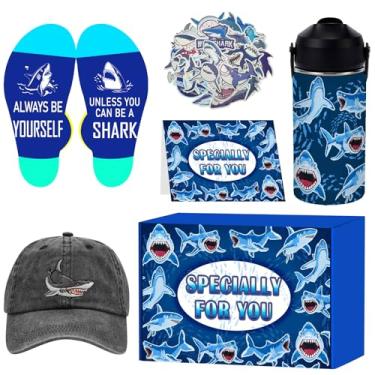 Imagem de Coga Garrafa de água infantil tubarão, copo infantil de aço inoxidável, conjunto de presentes de escavadeira, ideias engraçadas de presente de aniversário para crianças, garrafa de água infantil para