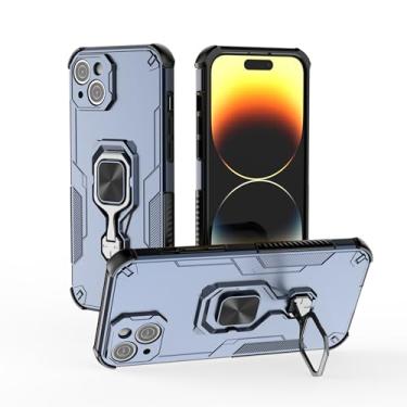 Imagem de SORAKA Capa para iPhone 15 Plus com suporte metálico giratório de 360 graus peça de ferro magnética para suporte magnético para telefone de carro
