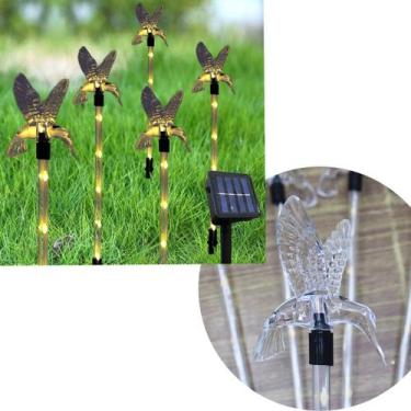Imagem de Pisca Solar Enfeite Beija-Flor LED Amarelo Jardim Natal 2,5m - Genéric