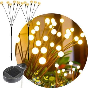 Imagem de Pisca Solar De Bolinhas Jardim 12 Lâmpadas LEDs Amarelo 60cm - Genéric