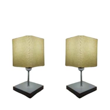 Imagem de Abajures Quadrados Md-2008br Cúpula Tecido Algodão Crú