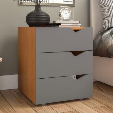 Imagem de Gaveteiro Porto 3 Gavetas Cinza/Freijó - Politorno