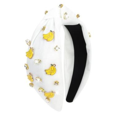 Imagem de Bandana Jaciya Knotted Banana Sparkly Rhinestone White