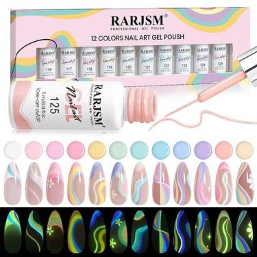 Imagem de Delineador de gel Glow in The Dark Nail Art RARJSM 12 cores 5 ml
